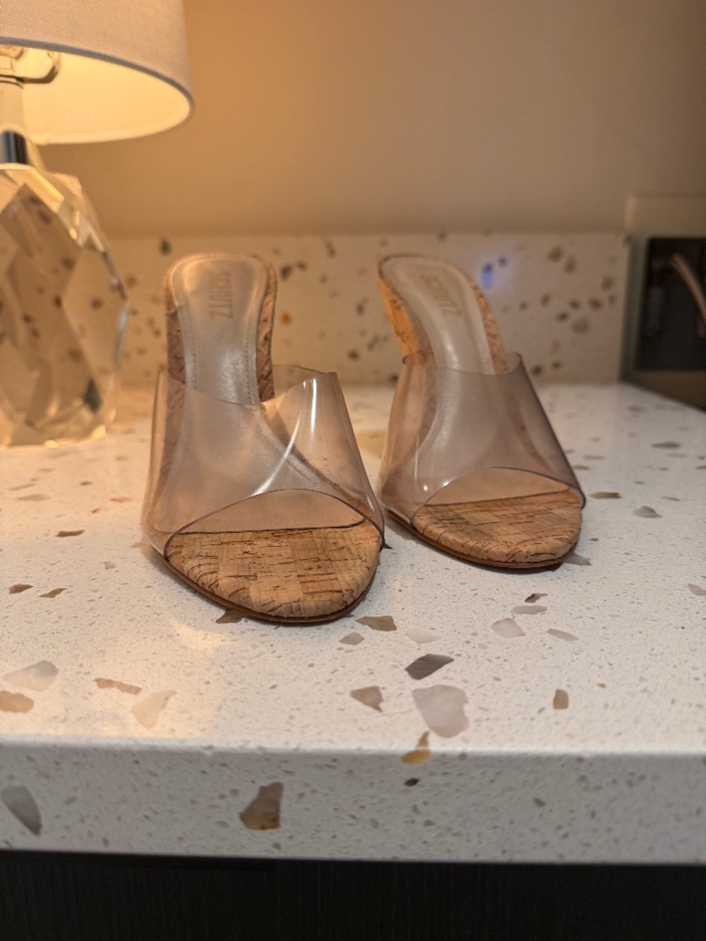 Schutz wedge acrylic sandals